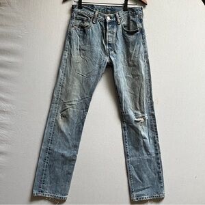 Levi's 501 Original Light Wash Distressed Button Fly Jeans 29